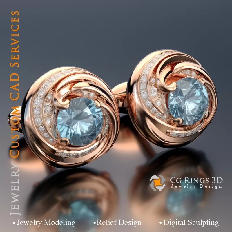 Wind Cufflinks - Jewelry 3D CAD