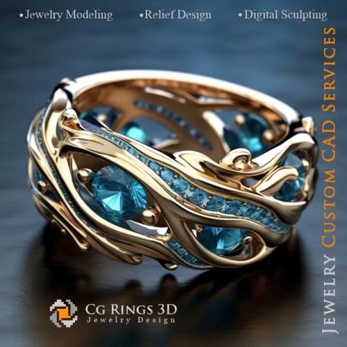 Maritime Waves Ring - Jewelry 3D CAD