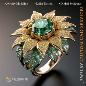 Sunflower Ring - Jewelry 3D CAD 2