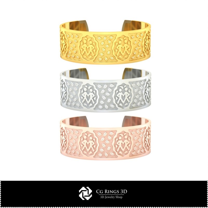 Bracciale zodiacale Gemeni 3D da donna, gioielli CAD 3D, braccialetti CAD 3D, braccialetti 3D, bracciale polsino 3D,