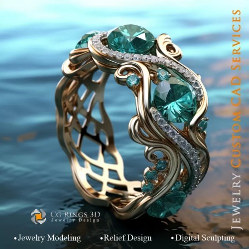 Maritime Waves Ring - Jewelry 3D CAD