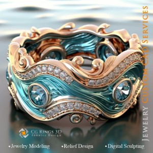 Bague Vagues Maritimes - Joaillerie 3D CAO 2