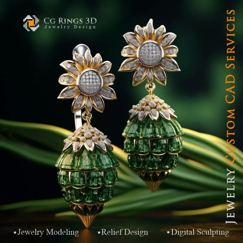 Orecchini Girasole - Gioielli 3D