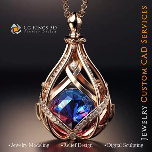 Hourglass Pendant - Jewelry 3D