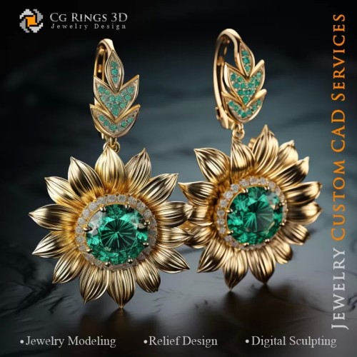 Orecchini Girasole - Gioielli 3D