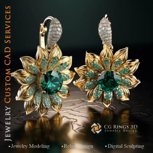 Pendientes Girasol - Joyería 3D