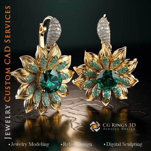 Orecchini Girasole - Gioielli 3D