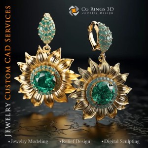 Sonnenblumen-Ohrringe - Schmuck 3D 2