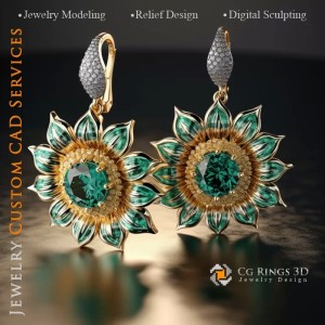 Sunflower Earrings - Jewelry 3D 2
