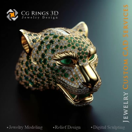 Panthere Pendant with Emeralds - Jewelry 3D