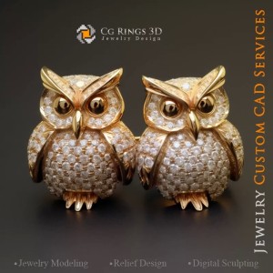 Eulen-Manschettenknöpfe - Schmuck 3D