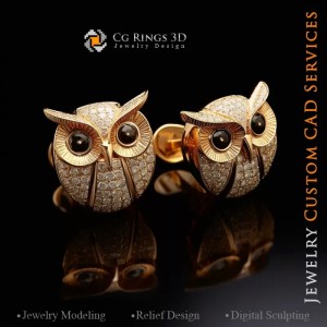 Pendientes de búho para gemelos - Joyería 3D