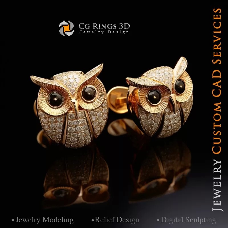 Owl Cufflinks - Jewelry 3D