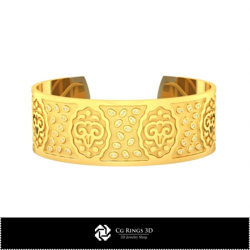 Bracciale 3D Donna Ariete Zodiaco Casa, Gioielli CAD 3D, Bracciali CAD 3D, Bracciali 3D, Bracciale Polsino 3D, Bracciali