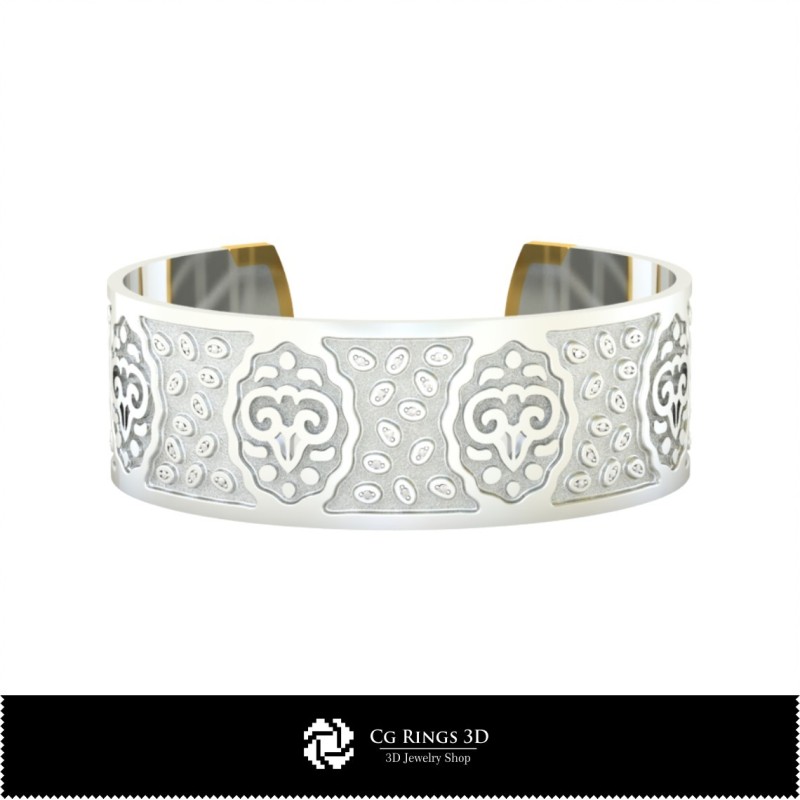 Bracciale 3D Donna Ariete Zodiaco Casa, Gioielli CAD 3D, Bracciali CAD 3D, Bracciali 3D, Bracciale Polsino 3D, Bracciali