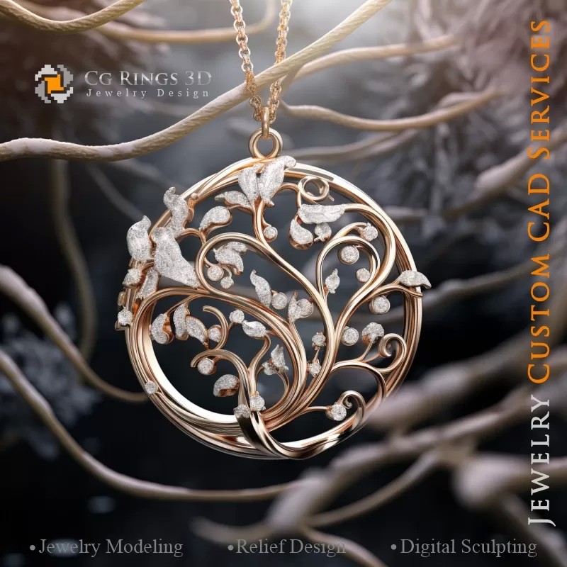 Pendentif Arbre - Bijoux 3D