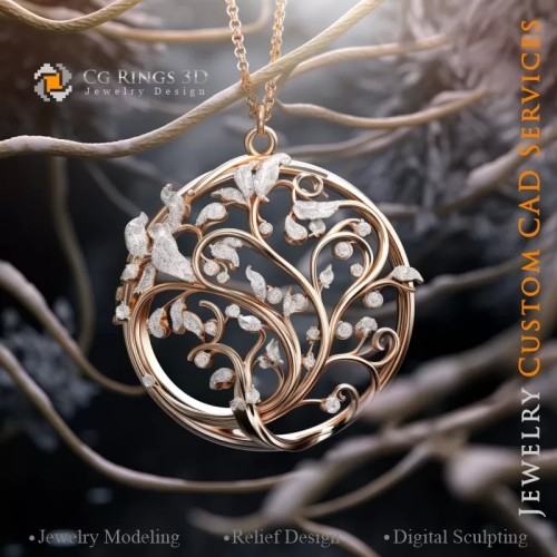 Pendentif Arbre - Bijoux 3D