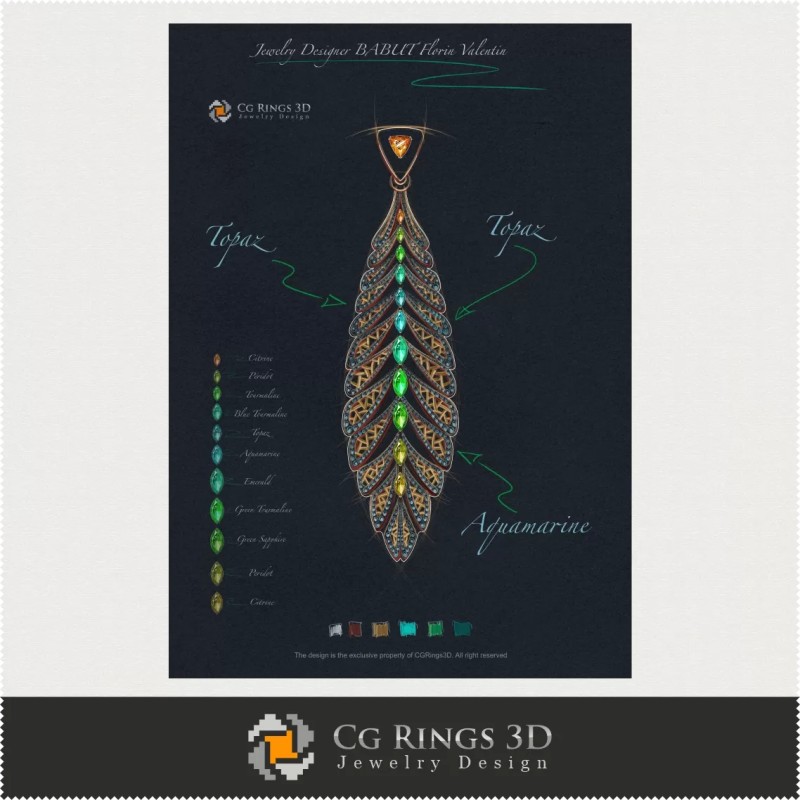 Boceto de colgante (Digital) - Diseño de joyería