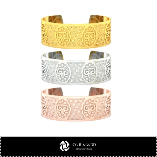 Bracciale 3D Donna Ariete Zodiaco Casa, Gioielli CAD 3D, Bracciali CAD 3D, Bracciali 3D, Bracciale Polsino 3D, Bracciali