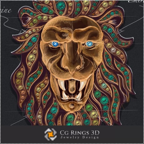 Jewelry Design (Digital) - Lion Pendant Design