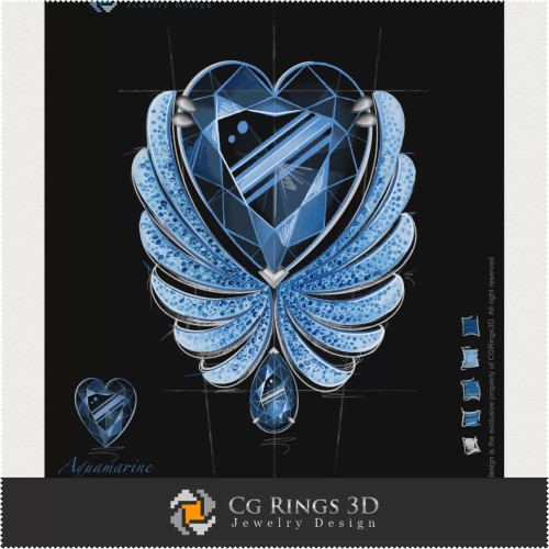 "Frozen" Blaues Herz-Armband - Schmuckdesign (Digital)
