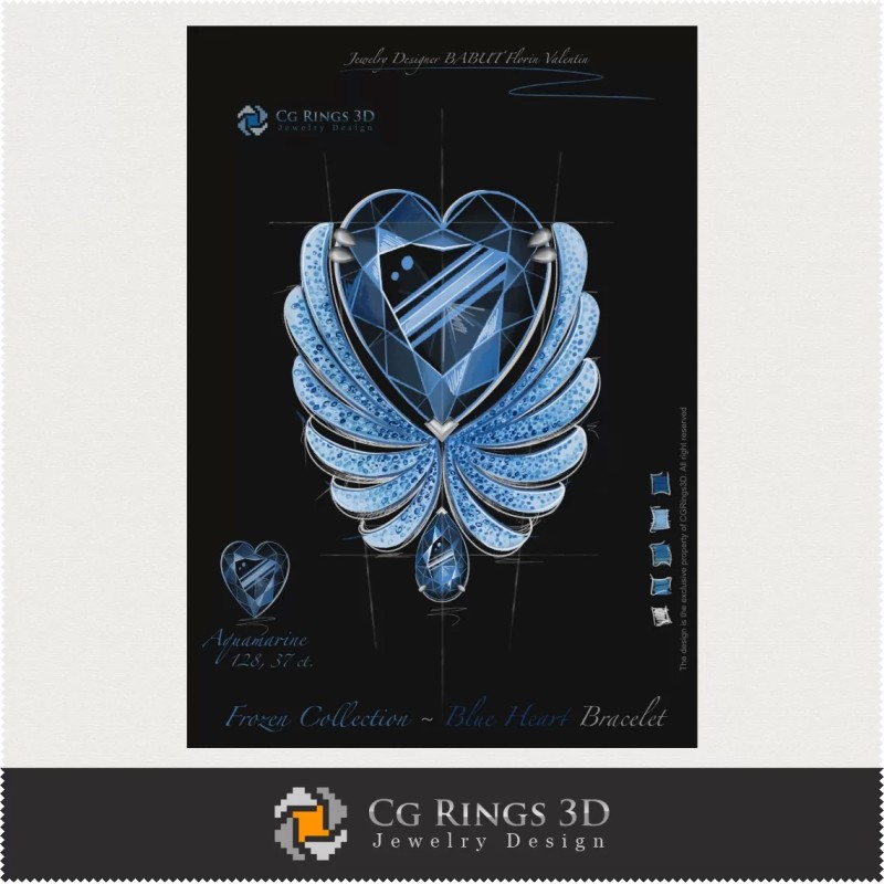 "Frozen" Blaues Herz-Armband - Schmuckdesign...