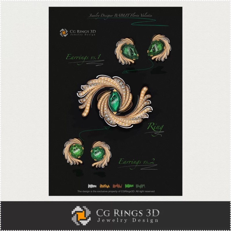 Bague,Boucles d'oreilles - Joaillerie Design...