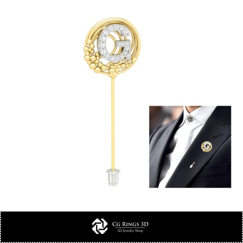 Collection 3D de broches avec initiales Maison, Bijoux 3D DAO, Collections de bijoux 3D DAO