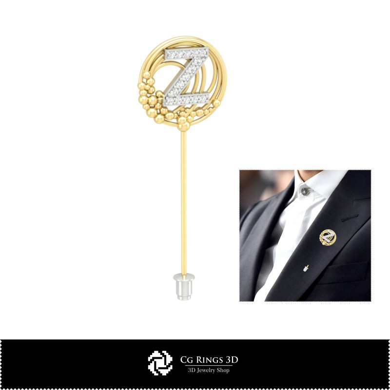 Colección 3D de Broches con Iniciales Hogar, Joyería CAD 3D, Colecciones de Joyería CAD 3D