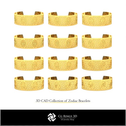 Colección 3D de Pulseras del Zodiaco Home, Joyería CAD 3D, Pulseras CAD 3D, Colecciones de Joyería CAD 3D, Pulseras del Zodiaco