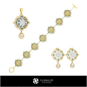 Schmuck-Schmuckset 3D-CAD Schmuck 3D-CAD, Schmucksets 3D-CAD