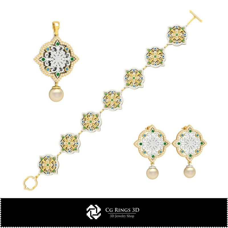 Joyería-Conjunto de joyería CAD 3D CAD 3D de joyería, Conjuntos de joyería CAD 3D
