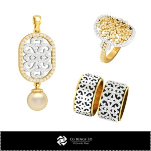 Schmuck-Schmuckset 3D-CAD Schmuck 3D-CAD, Schmucksets 3D-CAD