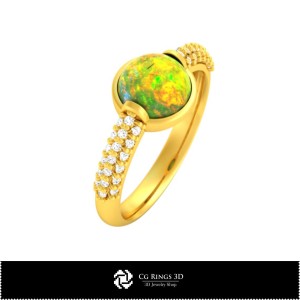 Inel 3D cu opal pentru casă, bijuterii CAD 3D, inele CAD 3D, inele cu opal 3D