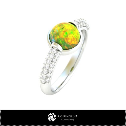 Bague 3D avec opale, Bijoux CAO 3D, Bagues CAO 3D, Bagues en opale 3D