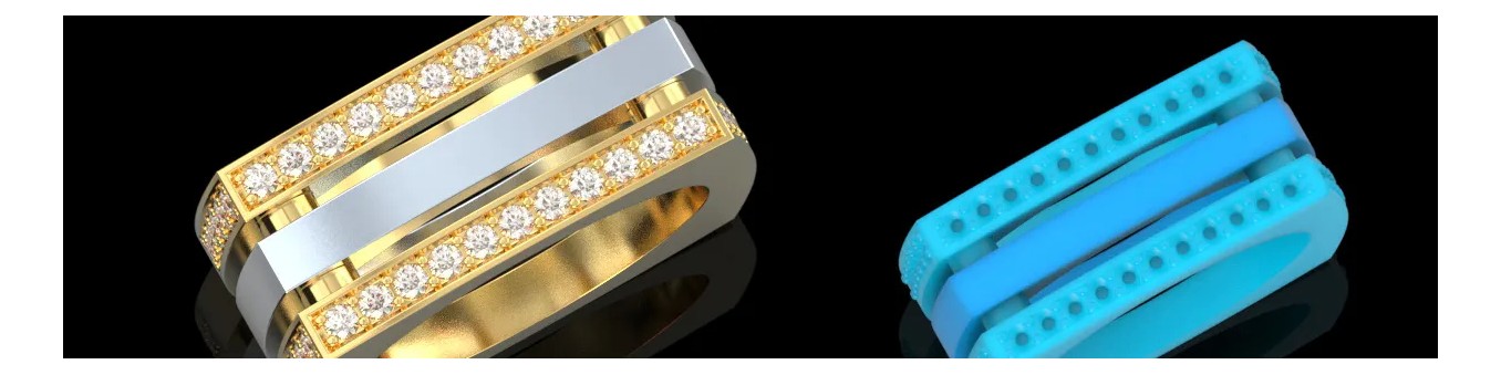 Inele cu diamante 3D CAD modele - Design profesional de bijuterii & prototipare