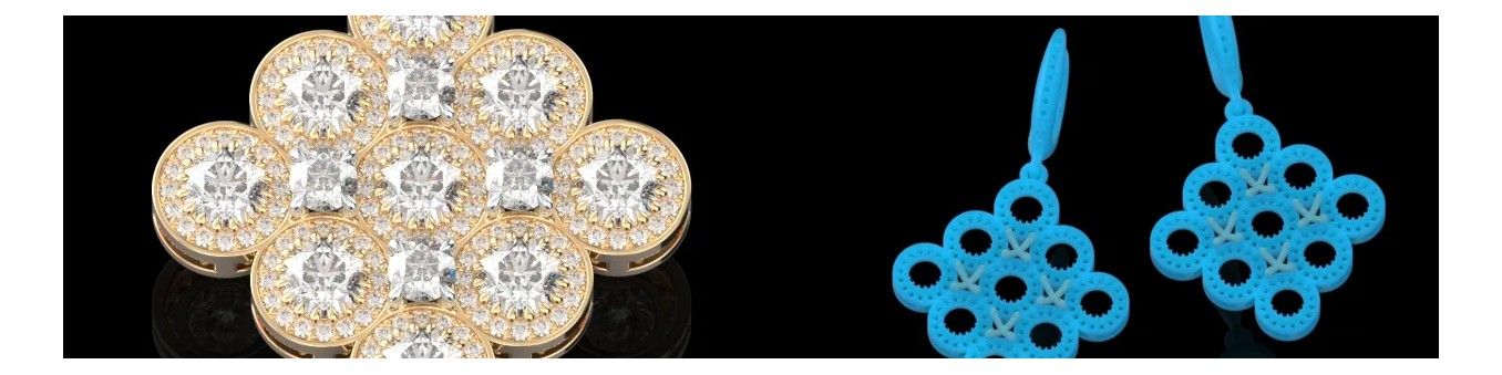 3D Diamond Earrings CAD Models - Professional Jewelry Design Files