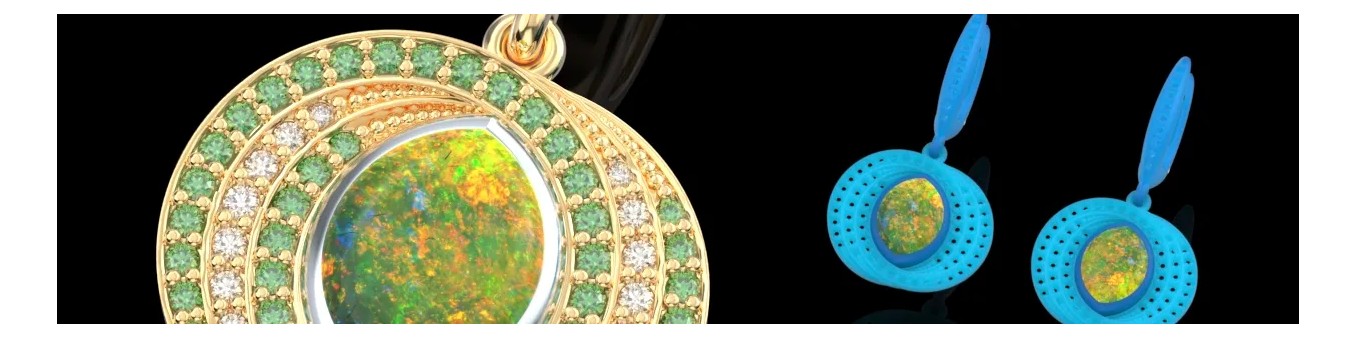 Modelli CAD per Orecchini con Opale 3D - Design di Gioielli Premium per la Stampa 3D