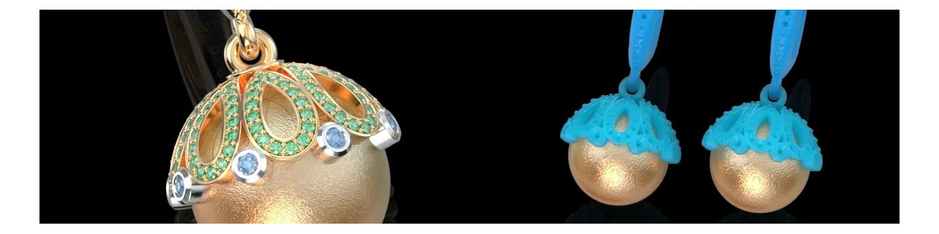 Modelos CAD de Pendientes de Perla 3D - Diseños de Joyería Premium para Joyeros